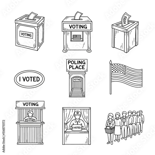 doodle icon illustration of voting registration 