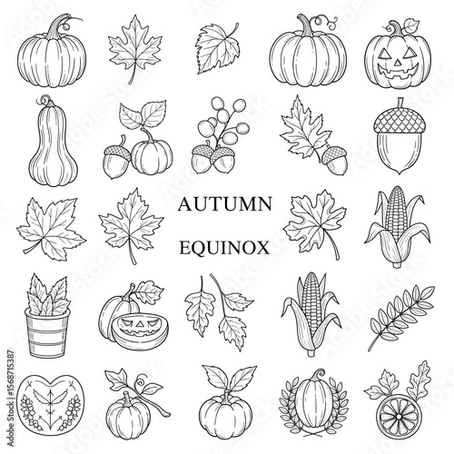 doodle icon illustration of autumn equinox 