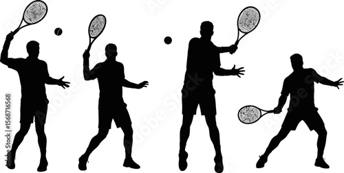 Tennis player silhouette vector art for sports design and tennis lessons graphic resource illustration