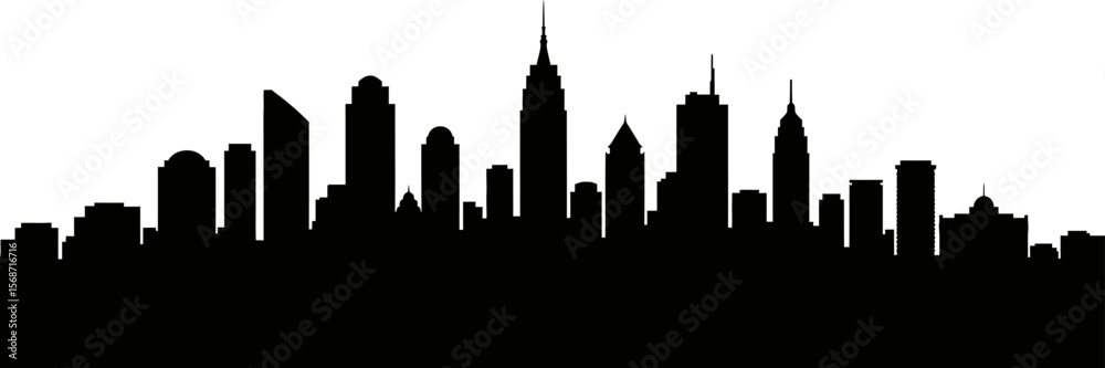 Fototapeta premium City skyline silhouette vector illustration of urban cityscape background for graphic design needs