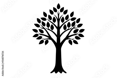 Olive Tree vector silhouette illustration isolated on white background