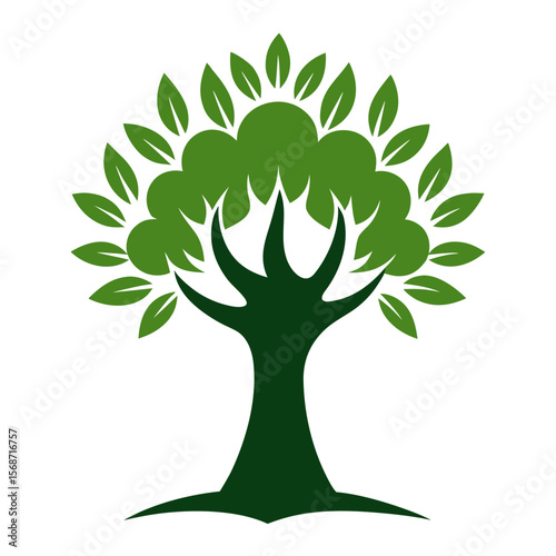 Olive Tree icon and logo vector silhouette illustration isolated on white background