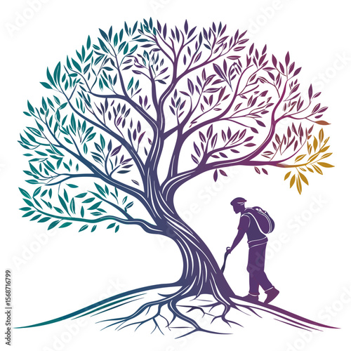 Olive Tree vector silhouette illustration isolated on white background