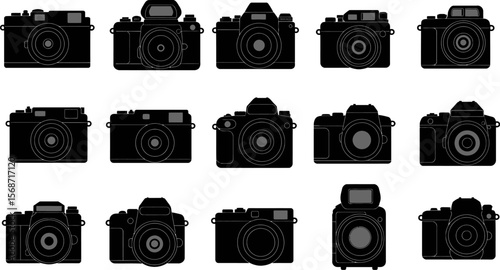 Vintage camera collection vector illustration for photography enthusiasts and graphic designers use 100