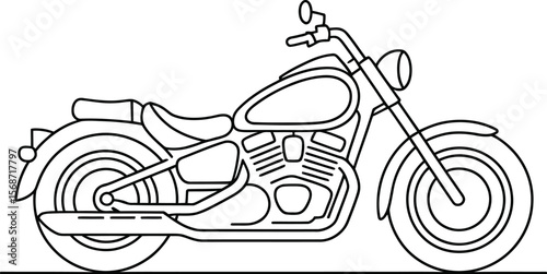 Vector motorcycle illustration for graphic design and outline drawing of a classic motorbike design