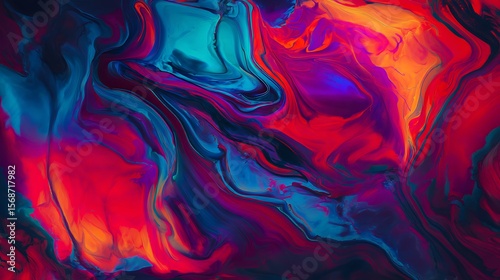 Vibrant, flowing paint swirls in a dynamic abstract design.
