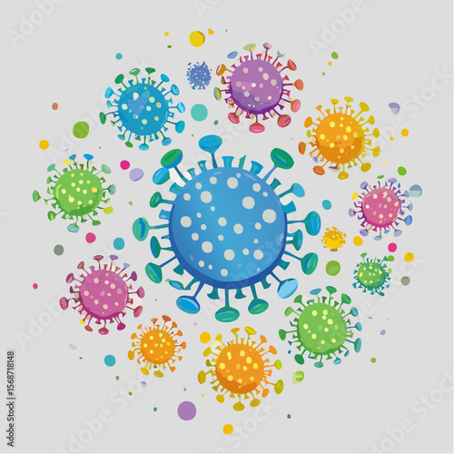 Colorful Virus Illustration Microscopic World of Infectious Agents