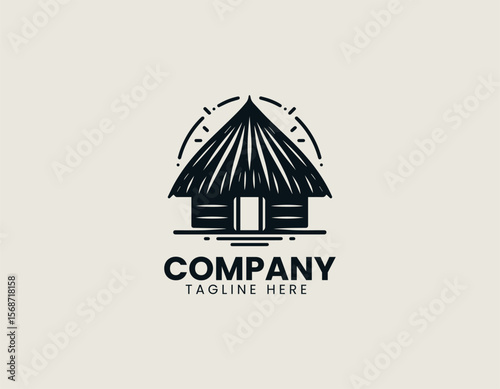 Traditional black African hut with thatched roof and small entrance. Cultural architecture concept