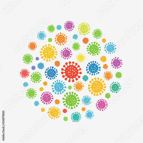 Colorful Virus Cell Abstract Design  Microscopic Illustration