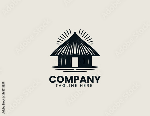 Traditional black African hut with thatched roof and small entrance. Cultural architecture concept