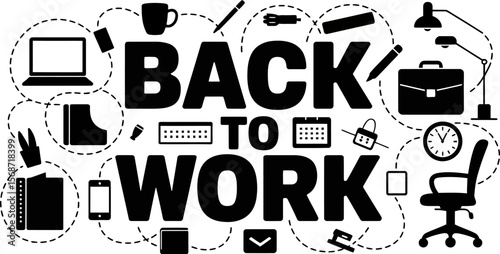 Back to work office supplies and stationery vector illustration for business and education concept