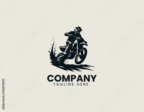 Dynamic Motocross Rider Adrenaline Rush Extreme Off-Road Action Vector Logo Design