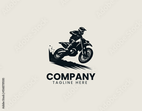 Dynamic Motocross Rider Adrenaline Rush Extreme Off-Road Action Vector Logo Design