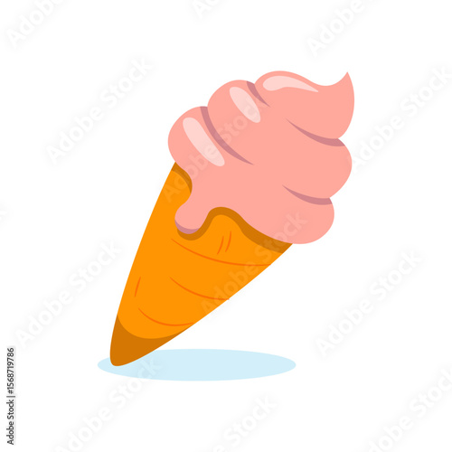 Sweet Treat Temptation: A delightful cartoon-style image of a single ice cream cone, a symbol of pure summer joy, a sweet moment, a sugary delight.