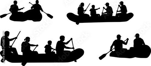 Rafting adventure silhouette vector design for outdoor sports and water activities enthusiasts and travel agents