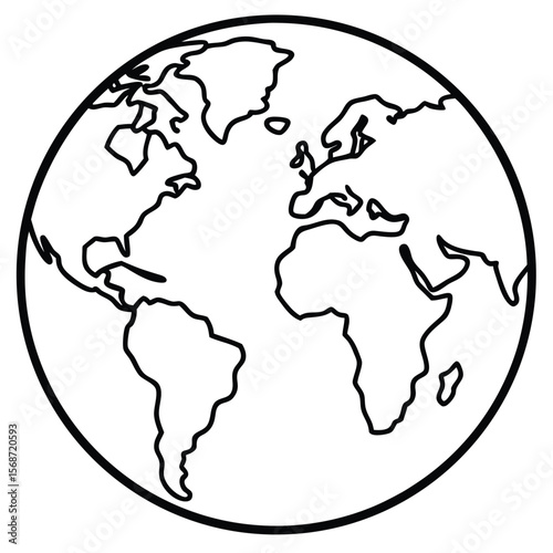 Detailed world map illustration with global continents and oceans isolated on white background isolated on transparent background