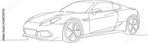 Continuous line drawing of a sports car vehicle design automotive illustration transport automobile racecar