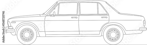 Classic car outline drawing vector illustration vintage vehicle sedan automobile transportation design icon