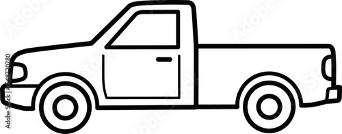 Pickup truck vector drawing illustration outline of vehicle transportation automotive design isolated art