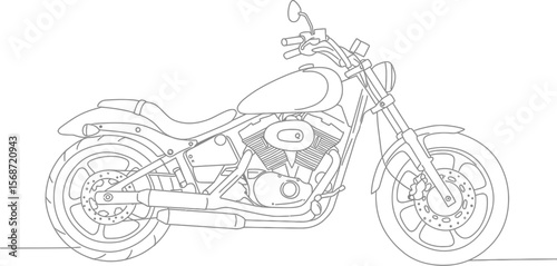 Coloring page of a motorcycle cruiser for kids and adults to print and color for free fun time