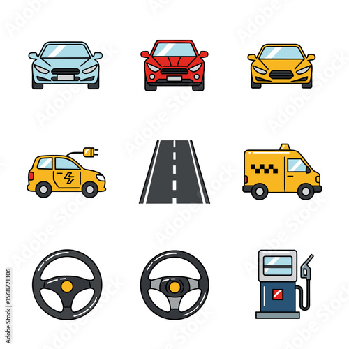 Car Icons: Modern Vector Set for Automotive Branding