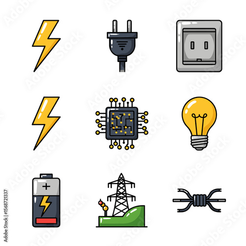 Electricity Icons:  Professional Vector Set for Energy & Power