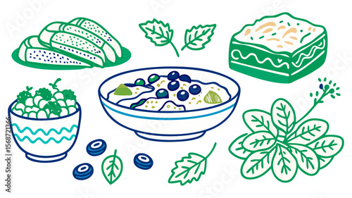 Colourful Greek Summer Food Doodle Collection