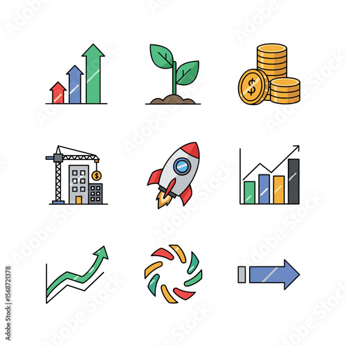 Growth Icons: Modern Vector Pack for Business & Marketing