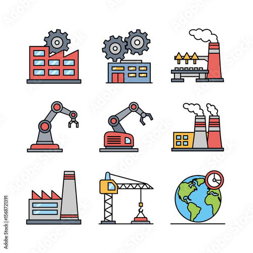 Industry Icons: Professional Vector Set for Manufacturing & Business