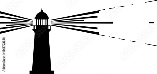 Lighthouse vector illustration black and white beacon light design nautical coast safety guidance tower art 100