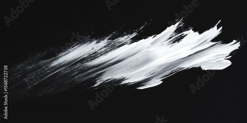 Abstract white paint stroke on black background
