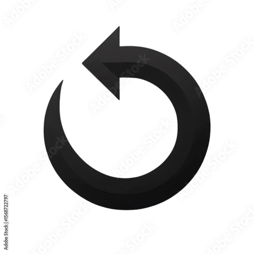 circular arrow icon with a subtle gradient and white outline. Black, arrow, upward, growth, development.