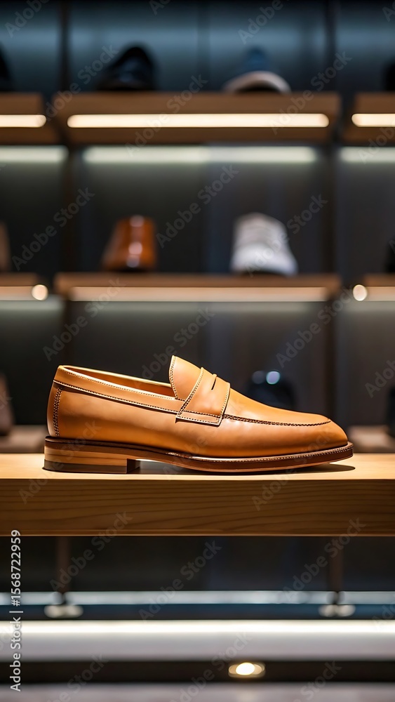 Obraz premium Tan leather penny loafer shoe classic footwear men's dress shoe