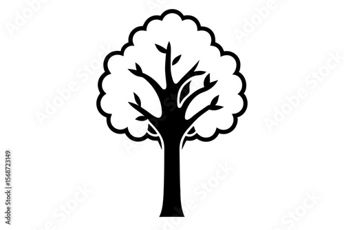 line art Poplar tree vector silhouette illustration isolated on white background