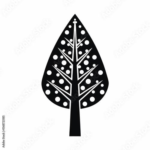 Poplar tree icon vector silhouette illustration isolated on white background