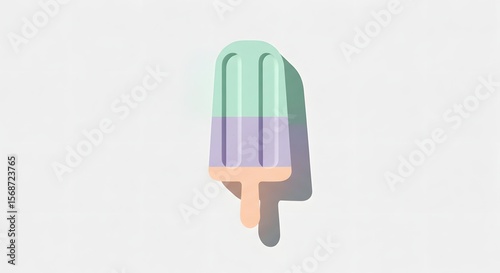 Pastel popsicle illustration with a minimalist aesthetic, featuring mint green, lavender, and peach tones, creating a cool and refreshing summer dessert concept against a bright background.