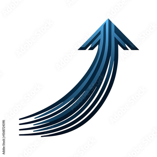 circular arrow icon with a subtle gradient and white outline. Black, arrow, upward, growth, development.