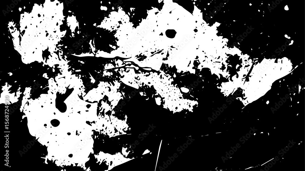 Obraz premium High-Contrast Grunge Splatter Texture, Abstract Black and White Ink Background