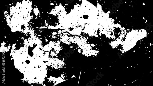 High-Contrast Grunge Splatter Texture, Abstract Black and White Ink Background