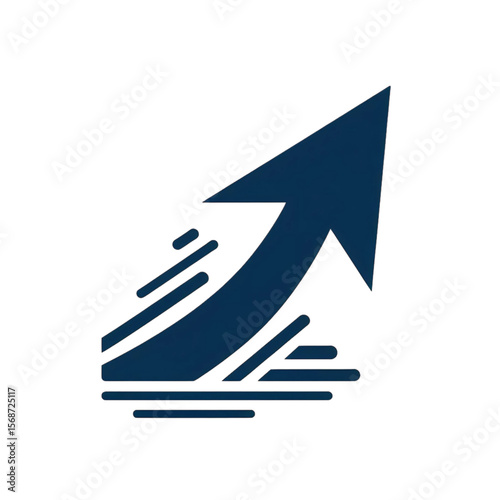 circular arrow icon with a subtle gradient and white outline. Black, arrow, upward, growth, development.
