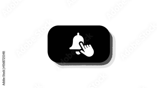 Elegant bell notification design with hand pointer suitable for app interface or website alert system, available in scalable format.