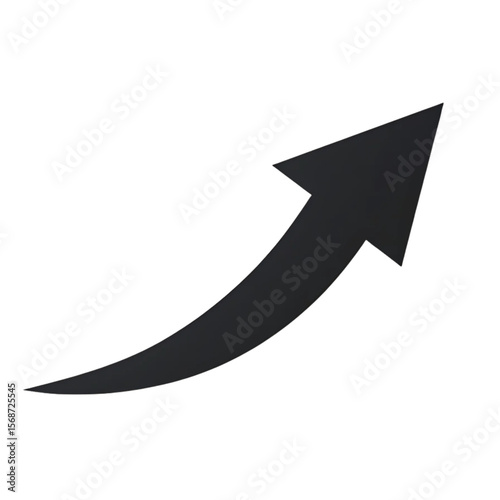circular arrow icon with a subtle gradient and white outline. Black, arrow, upward, growth, development.