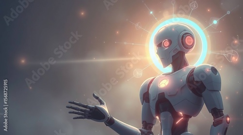 Ethereal Robot with Glowing Aura