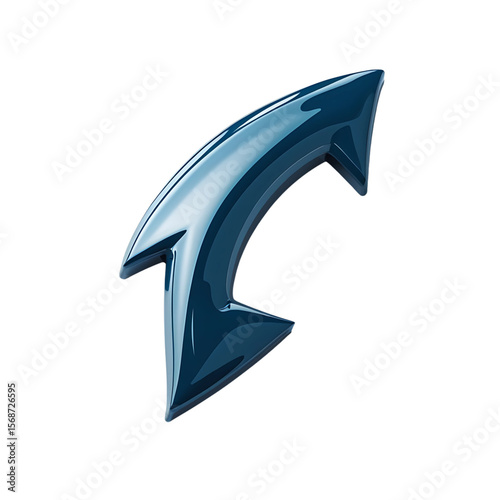 Glossy blue arrow pointing upwards and to the right with a sharp tip. Black, arrow, upward, growth, development.
