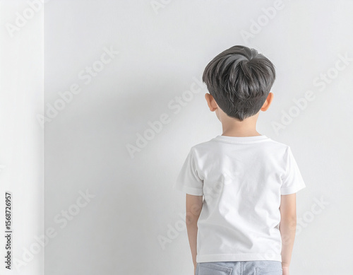 Little Boy Standing in a Corner as Timeout for Misbehaving 140