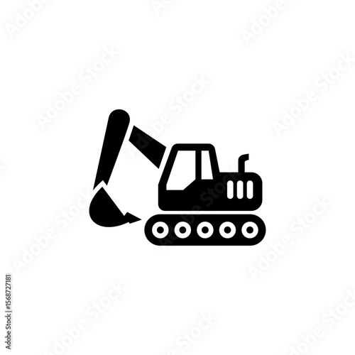 Yellow industrial heavy equipment excavator and bulldozer vector icon illustration