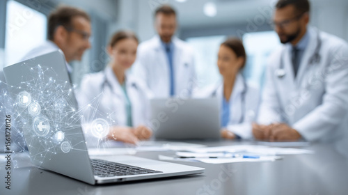 Medical professionals collaborate using technology