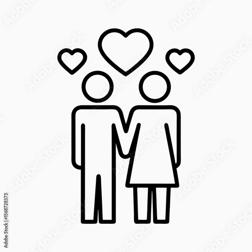 Couple in Love Icon with Hearts for Relationship Blogs, Dating Websites, Valentine's Day Cards, and Social Media Love Content  