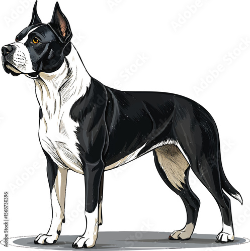 Black and white dog standing alert canine animal