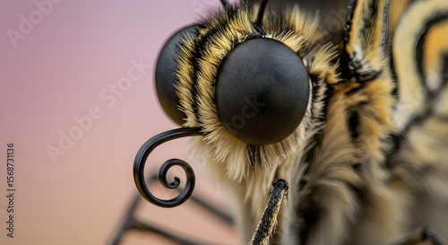 Close-up Macro Photography of a Butterfly's Eye and Palp